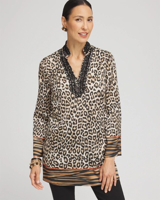Embellished Mixed Animal Print Kurta Top - image 1